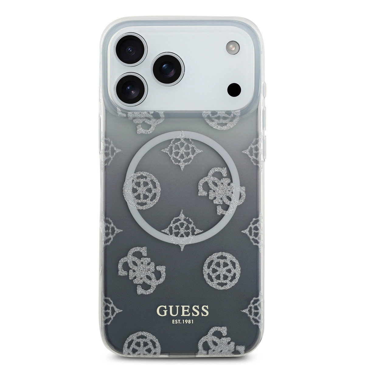 Guess Guess iPhone 17 Pro Max Backcover hoesje - MagSafe - Gradient Peony & Glitter Pattern - Zwart, foto 3 van 6