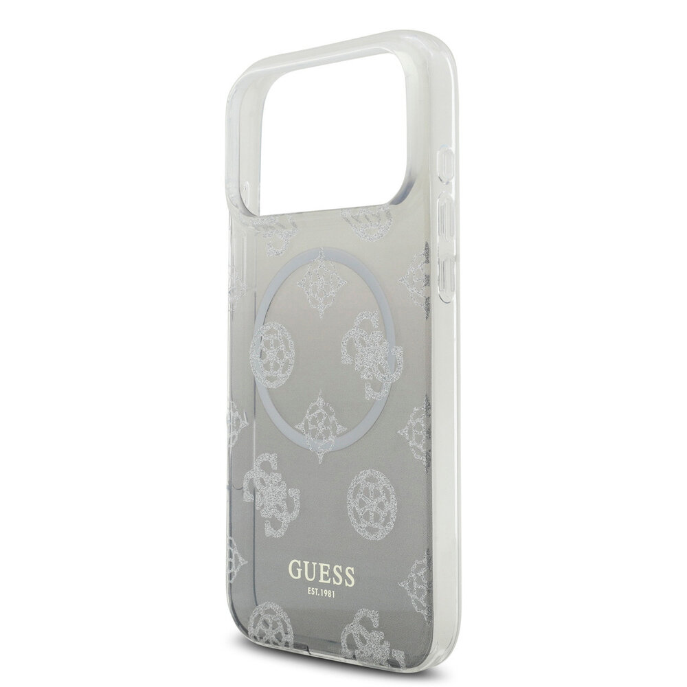 Guess Guess iPhone 17 Pro Max Backcover hoesje - MagSafe - Gradient Peony & Glitter Pattern - Zwart