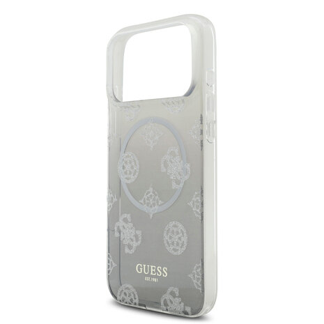 Guess Guess iPhone 17 Pro Max Backcover hoesje - MagSafe - Gradient Peony & Glitter Pattern - Zwart