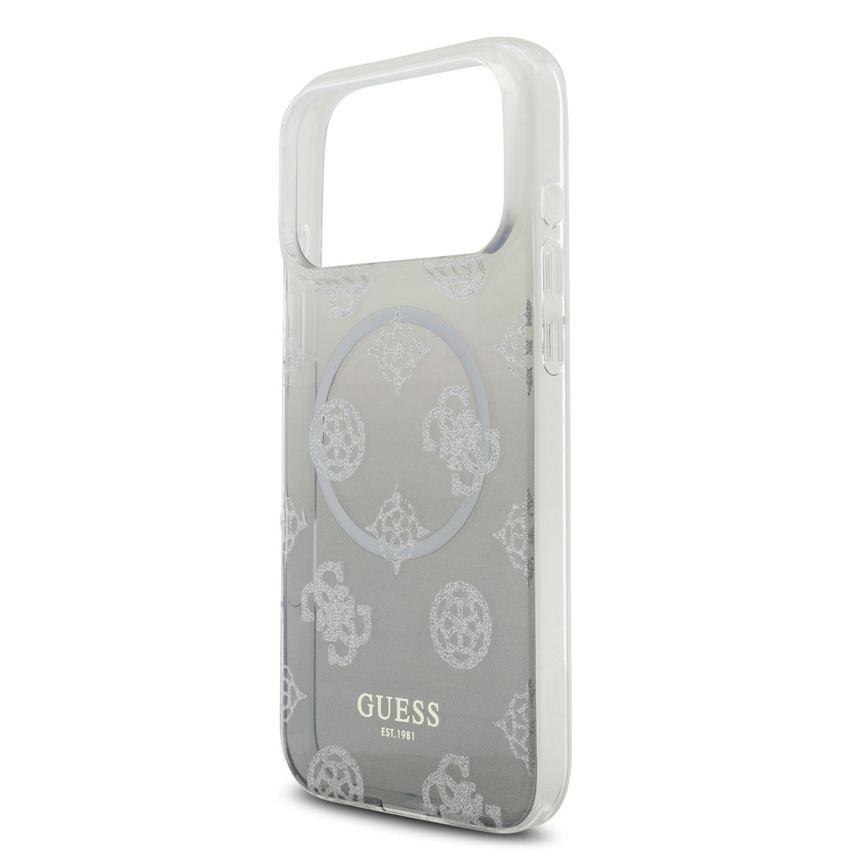 Guess Guess iPhone 17 Pro Max Backcover hoesje - MagSafe - Gradient Peony & Glitter Pattern - Zwart, foto 5 van 6