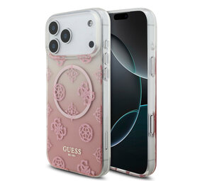 Guess Guess iPhone 17 Pro Max Back-Cover hul - MagSafe - Gradient Peony & Glitter Pattern - Rosa