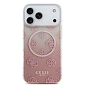 Guess Guess iPhone 17 Pro Max/iPhone 18 Pro Max Coque arrière MagSafe Motif pivoine en dégradé avec paillettes - Rose