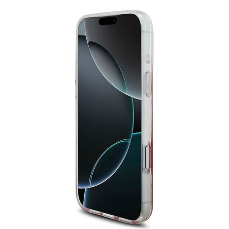 Guess Guess iPhone 17 Pro Max Backcover hoesje - MagSafe - Gradient Peony & Glitter Pattern - Roze