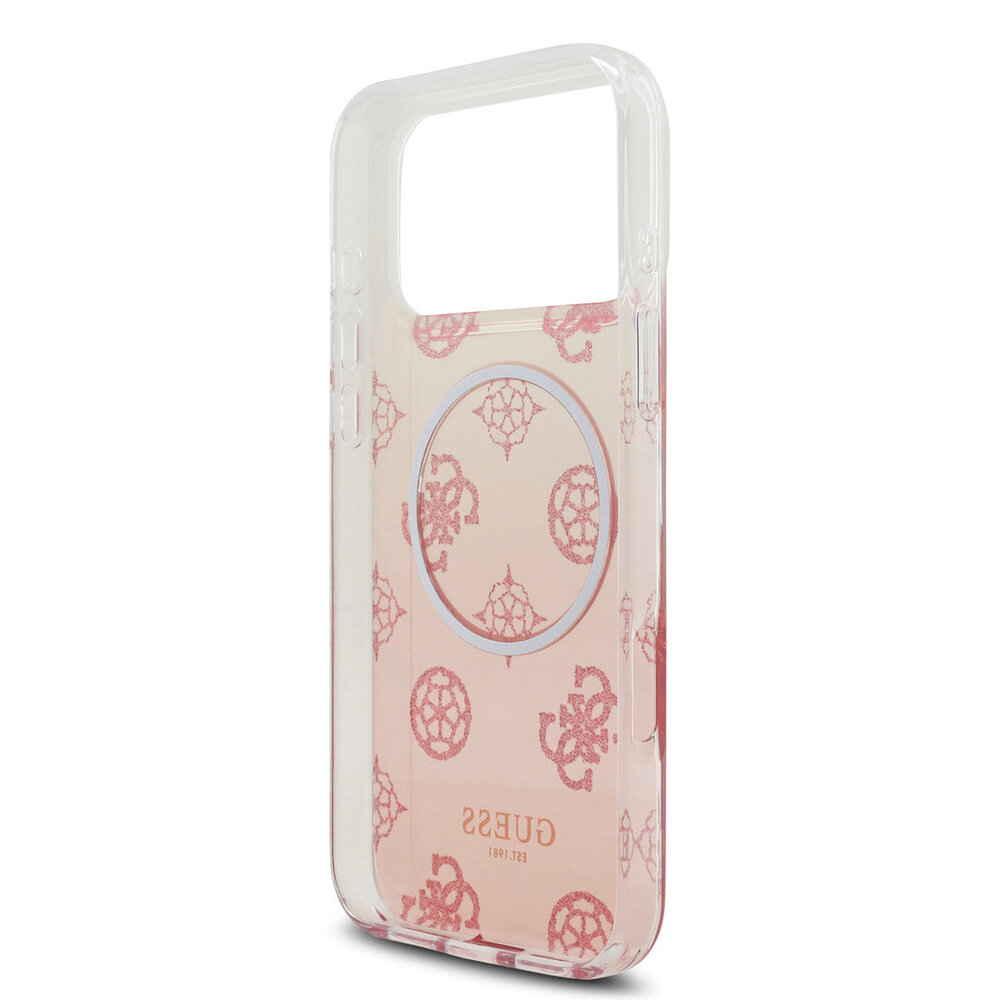 Guess Guess iPhone 17 Pro Max Back-Cover hul - MagSafe - Gradient Peony & Glitter Pattern - Rosa Guess Guess iPhone 17 Pro Max Back-Cover hul - MagSafe - Gradient Peony & Glitter Pattern - Rosa