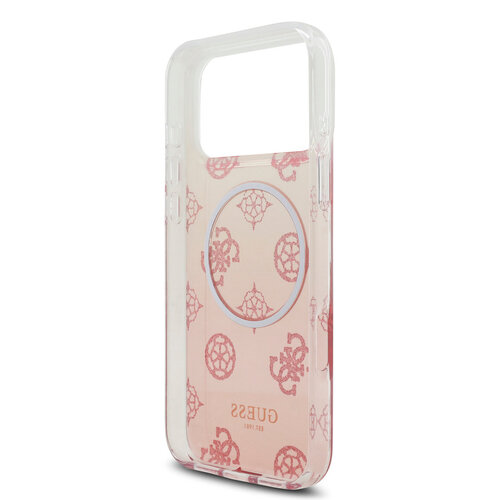 Guess Guess iPhone 17 Pro Max/iPhone 18 Pro Max Handyhülle MagSafe Pfingstrosenmotiv mit Farbverlauf und Glitzer - Rosa