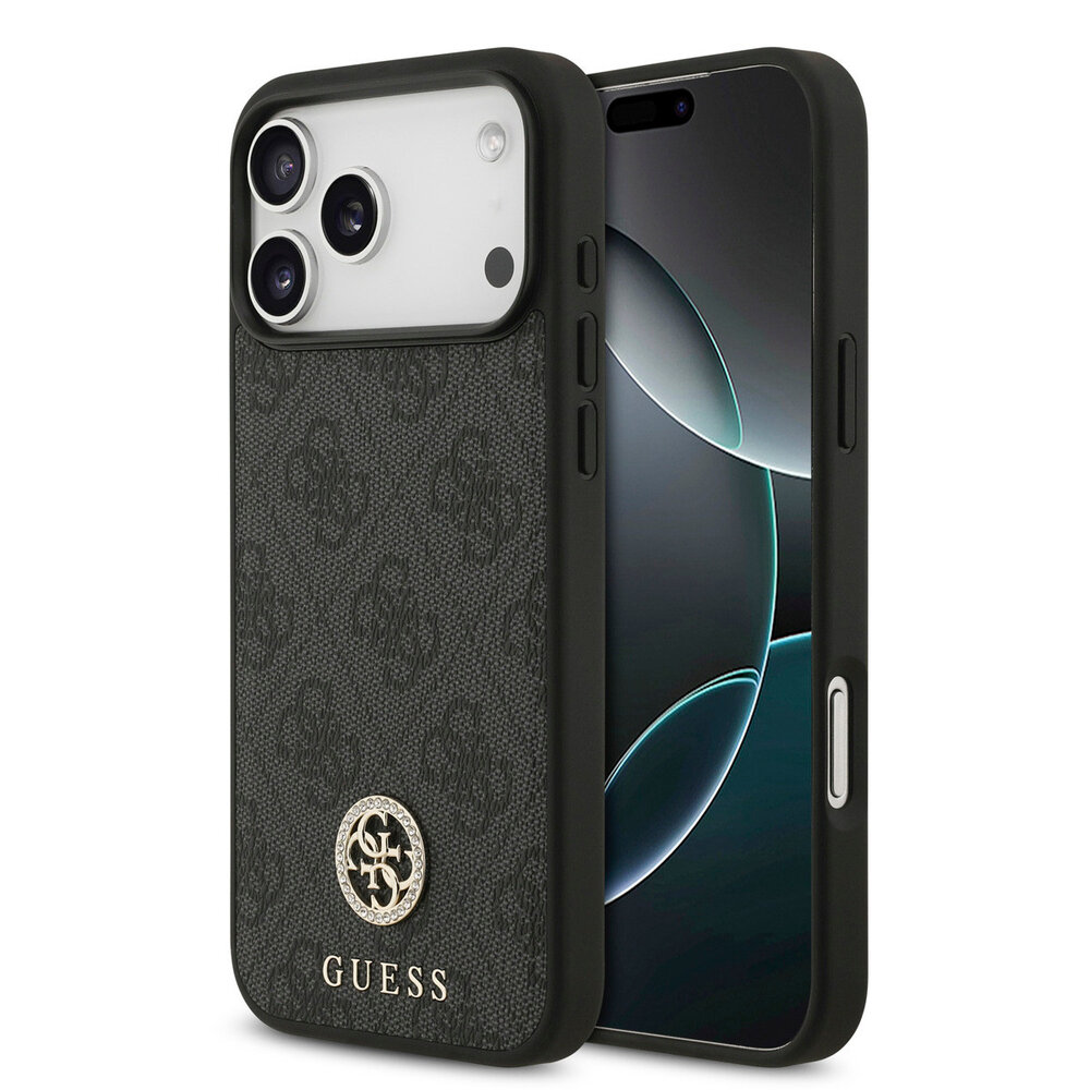 Guess Guess iPhone 17 Pro Max Back-Cover hul - MagSafe - 4G Strass Logo - Schwarz Guess Guess iPhone 17 Pro Max Back-Cover hul - MagSafe - 4G Strass Logo - Schwarz