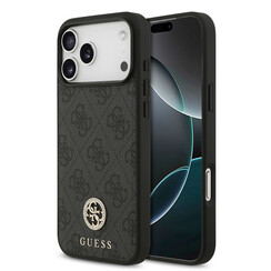 Guess iPhone 17 Pro Max/iPhone 18 Pro Max Coque arrière MagSafe Logo 4G en strass - Noir