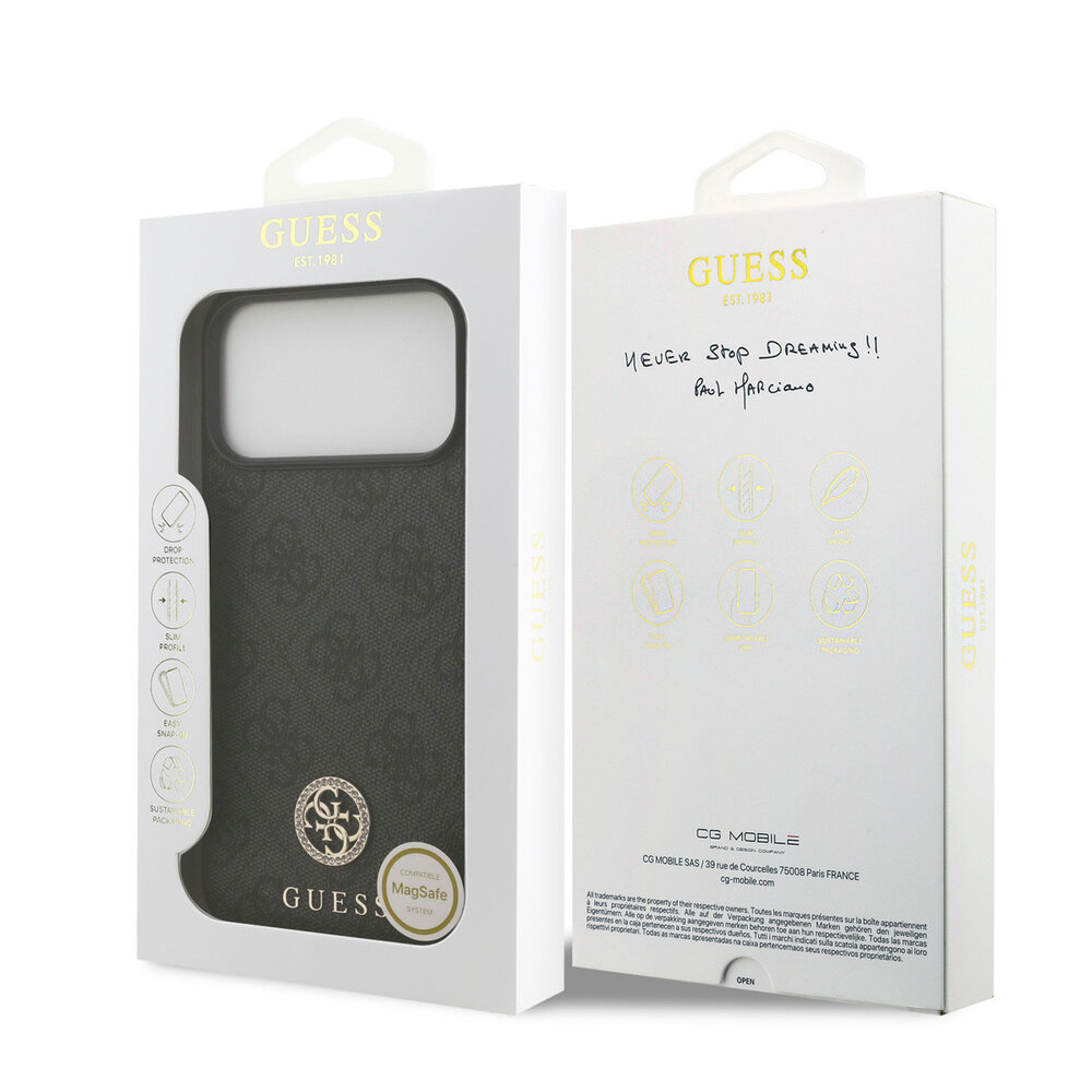 Guess Guess iPhone 17 Pro Max Backcover hoesje - MagSafe - 4G Strass Logo - Zwart