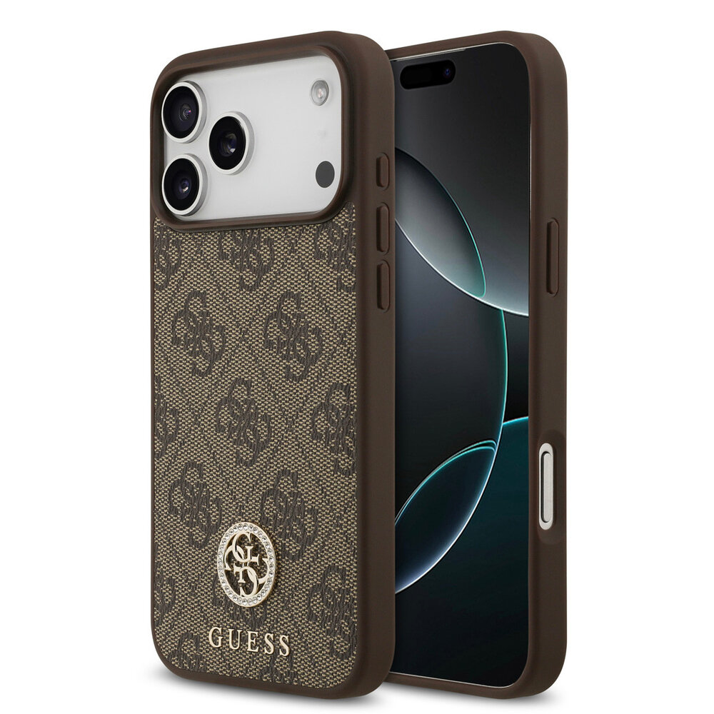 Guess Guess iPhone 17 Pro Max Back cover coque - Marron - MagSafe - 4G Strass Logo