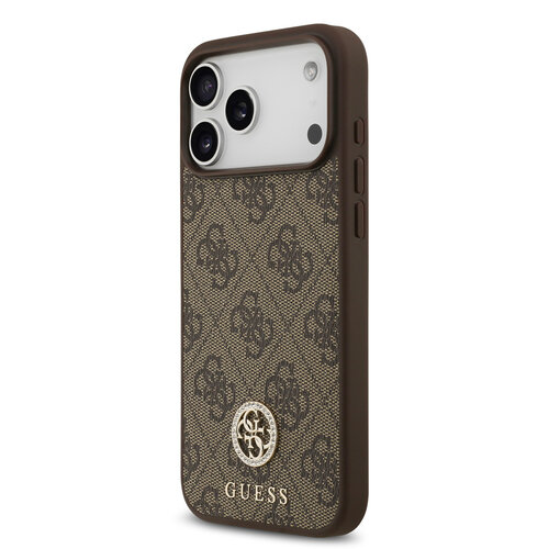 Guess Guess iPhone 17 Pro Max/iPhone 18 Pro Max Coque arrière MagSafe Logo 4G en strass - Marron