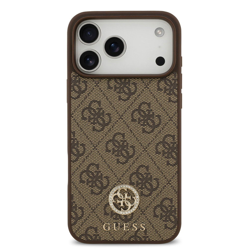 Guess Guess iPhone 17 Pro Max Back cover coque - Marron - MagSafe - 4G Strass Logo
