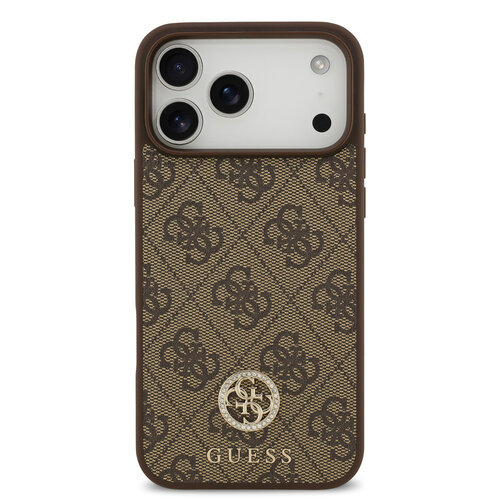 Guess Guess iPhone 17 Pro Max/iPhone 18 Pro Max Coque arrière MagSafe Logo 4G en strass - Marron