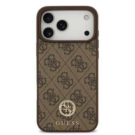 Guess Guess iPhone 17 Pro Max Backcover hoesje - MagSafe - 4G Strass Logo - Bruin