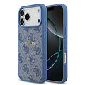 Guess Guess iPhone 17 Pro Max/iPhone 18 Pro Max Coque arrière MagSafe similicuir PU Logo 4G classique - Bleu