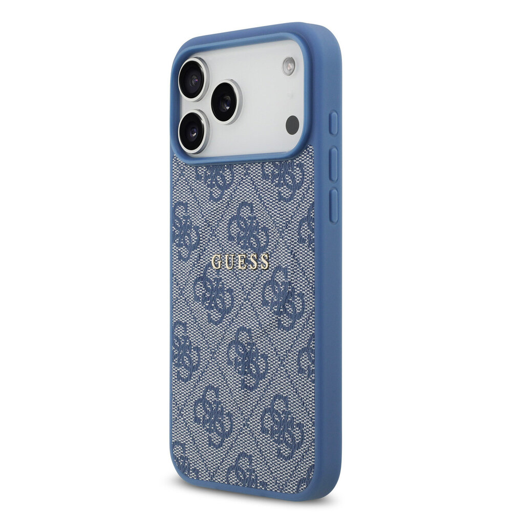 Guess Guess iPhone 17 Pro Max Back cover coque - Bleu - Magsafe PU Leather - 4G Classic Logo