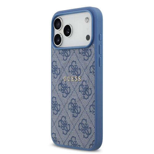 Guess Guess iPhone 17 Pro Max/iPhone 18 Pro Max Coque arrière MagSafe similicuir PU Logo 4G classique - Bleu