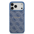 Guess Guess iPhone 17 Pro Max/iPhone 18 Pro Max Coque arrière MagSafe similicuir PU Logo 4G classique - Bleu