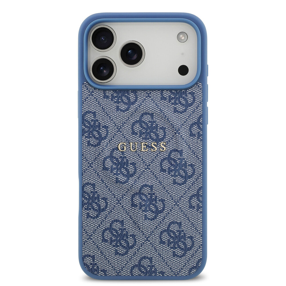 Guess Guess iPhone 17 Pro Max Back cover coque - Bleu - Magsafe PU Leather - 4G Classic Logo