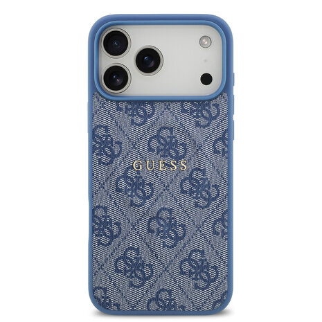 Guess Guess iPhone 17 Pro Max Back cover coque - Bleu - Magsafe PU Leather - 4G Classic Logo