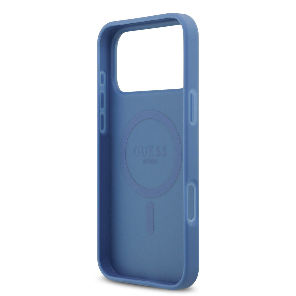 Guess Guess iPhone 17 Pro Max Back cover coque - Bleu - Magsafe PU Leather - 4G Classic Logo