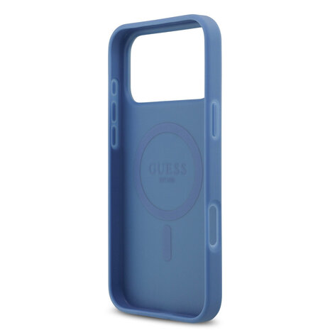 Guess Guess iPhone 17 Pro Max Back cover coque - Bleu - Magsafe PU Leather - 4G Classic Logo
