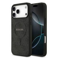 Guess iPhone 17 Pro Max/iPhone 18 Pro Max Handyhülle MagSafe PU-Kunstleder Klassisches 4G-Logo - Schwarz