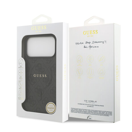 Guess Guess iPhone 17 Pro Max Back-Cover hul - Magsafe PU Leather - 4G Classic Logo - Schwarz Guess Guess iPhone 17 Pro Max Back-Cover hul - Magsafe PU Leather - 4G Classic Logo - Schwarz