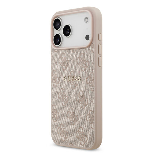 Guess Guess iPhone 17 Pro Max/iPhone 18 Pro Max Coque arrière MagSafe similicuir PU Logo 4G classique - Rose