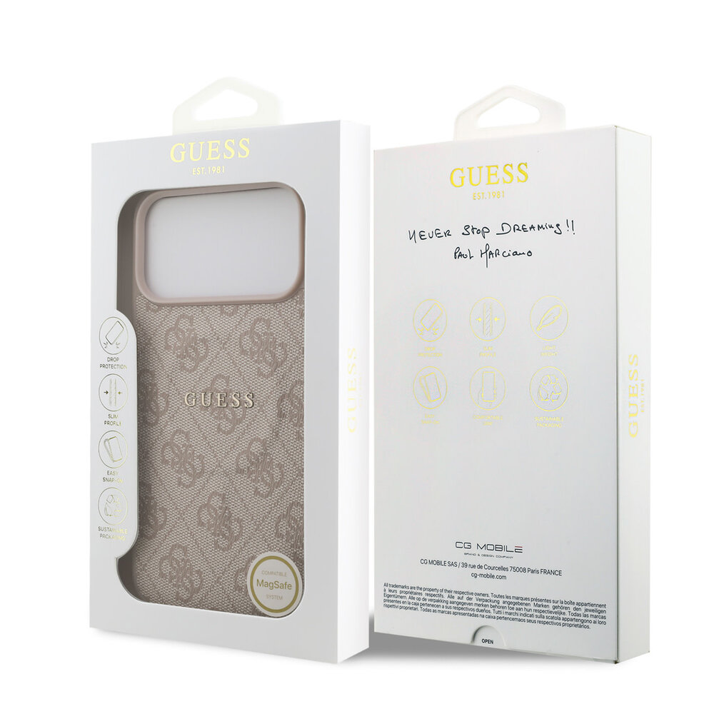 Guess Guess iPhone 17 Pro Max Backcover hoesje - Magsafe PU Leather - 4G Classic Logo - Roze