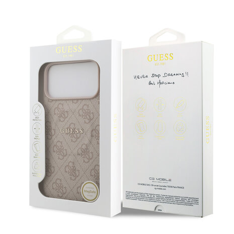 Guess Guess iPhone 17 Pro Max Backcover hoesje - Magsafe PU Leather - 4G Classic Logo - Roze