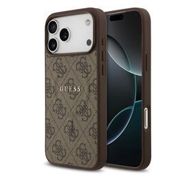 Guess Guess iPhone 17 Pro Max Back-Cover hul - Magsafe PU Leather - 4G Classic Logo - Braun