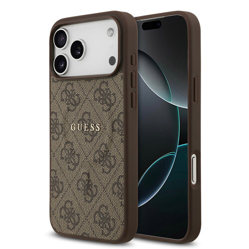 Guess Guess iPhone 17 Pro Max/iPhone 18 Pro Max Coque arrière MagSafe similicuir PU Logo 4G classique - Marron