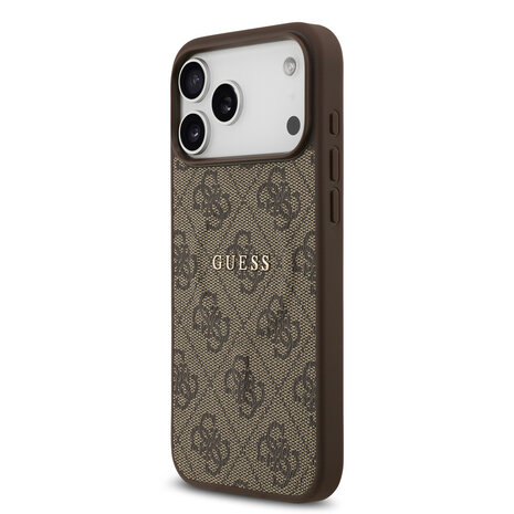 Guess Guess iPhone 17 Pro Max Back-Cover hul - Magsafe PU Leather - 4G Classic Logo - Braun Guess Guess iPhone 17 Pro Max Back-Cover hul - Magsafe PU Leather - 4G Classic Logo - Braun