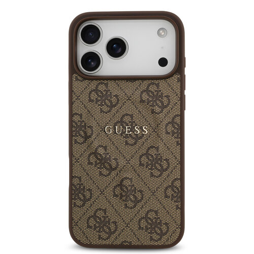 Guess Guess iPhone 17 Pro Max/iPhone 18 Pro Max Coque arrière MagSafe similicuir PU Logo 4G classique - Marron