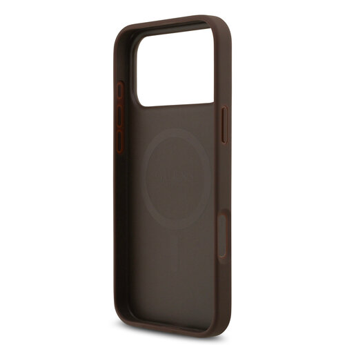 Guess Guess iPhone 17 Pro Max/iPhone 18 Pro Max Coque arrière MagSafe similicuir PU Logo 4G classique - Marron