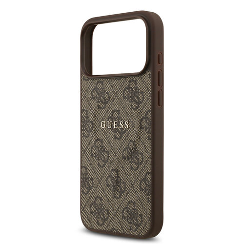 Guess Guess iPhone 17 Pro Max/iPhone 18 Pro Max Coque arrière MagSafe similicuir PU Logo 4G classique - Marron