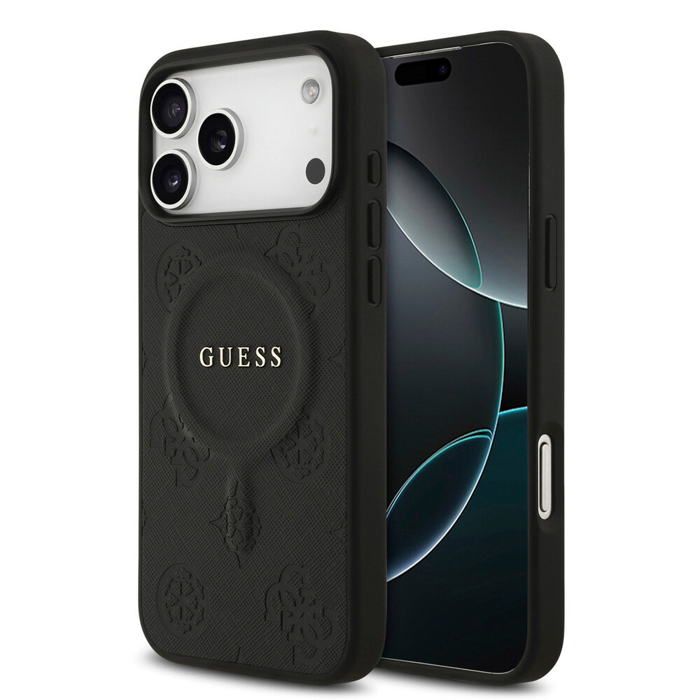 Guess Guess iPhone 17 Pro Max Back-Cover hul - Magsafe PU Leather - Peony Hot Stamp - Schwarz Guess Guess iPhone 17 Pro Max Back-Cover hul - Magsafe PU Leather - Peony Hot Stamp - Schwarz