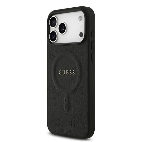 Guess Guess iPhone 17 Pro Max Back-Cover hul - Magsafe PU Leather - Peony Hot Stamp - Schwarz Guess Guess iPhone 17 Pro Max Back-Cover hul - Magsafe PU Leather - Peony Hot Stamp - Schwarz