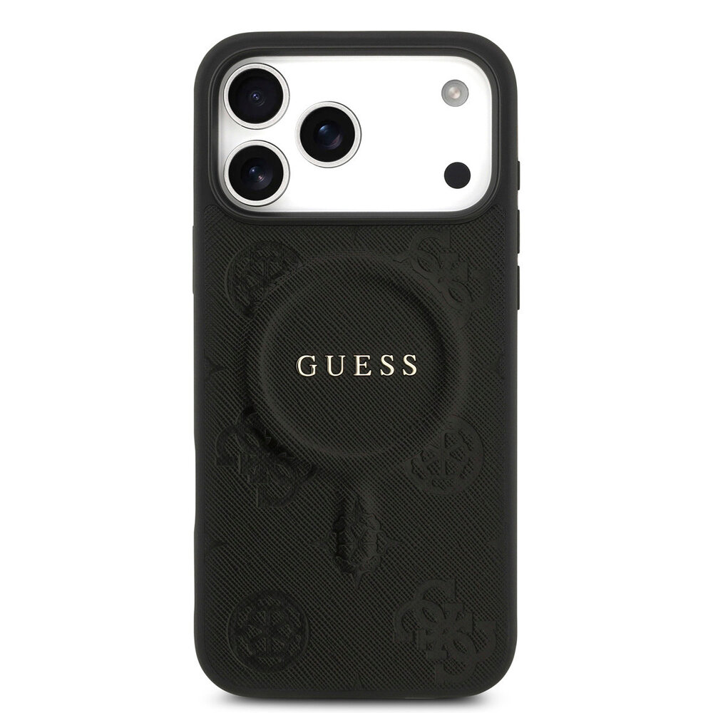 Guess Guess iPhone 17 Pro Max Backcover hoesje - Magsafe PU Leather - Peony Hot Stamp - Zwart