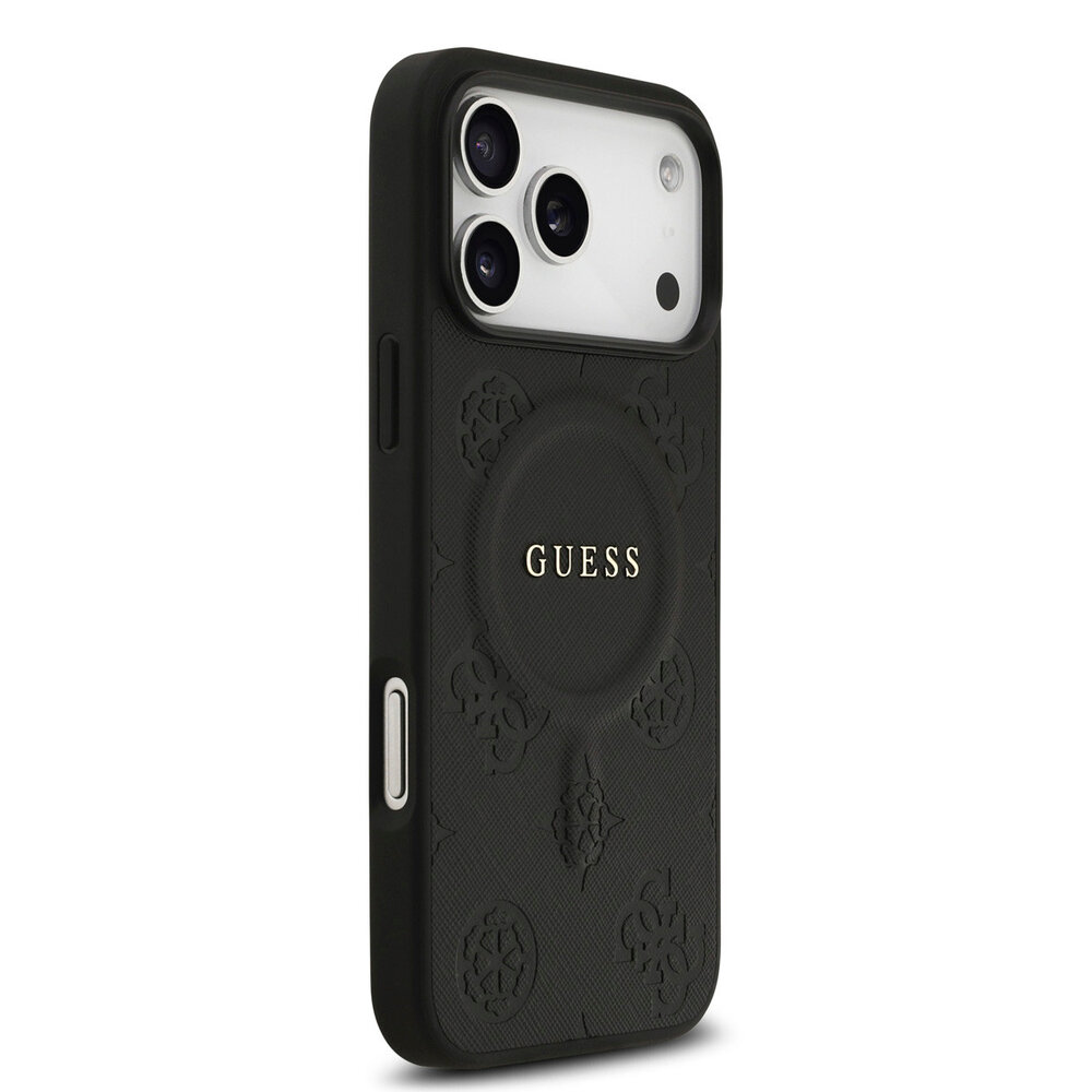 Guess Guess iPhone 17 Pro Max Back-Cover hul - Magsafe PU Leather - Peony Hot Stamp - Schwarz Guess Guess iPhone 17 Pro Max Back-Cover hul - Magsafe PU Leather - Peony Hot Stamp - Schwarz