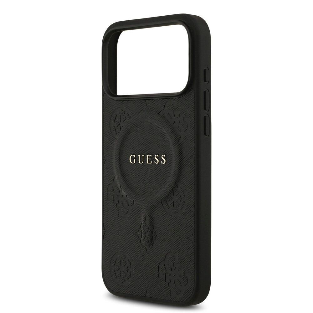 Guess Guess iPhone 17 Pro Max Backcover hoesje - Magsafe PU Leather - Peony Hot Stamp - Zwart