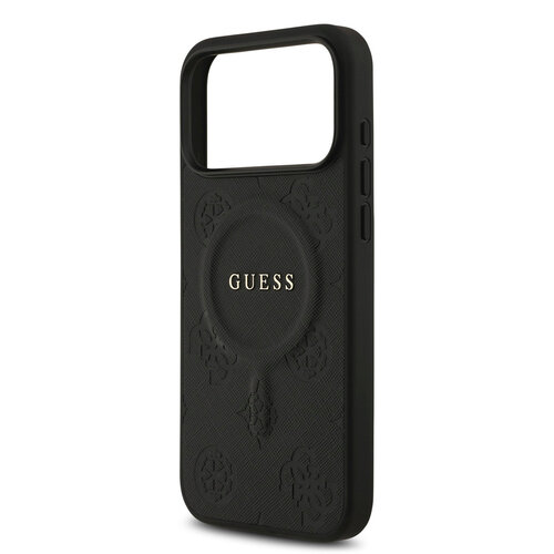 Guess Guess iPhone 17 Pro Max/iPhone 18 Pro Max Handyhülle MagSafe PU-Kunstleder Geprägtes Pfingstrosenmotiv - Schwarz
