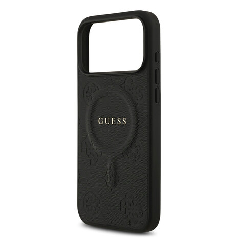 Guess Guess iPhone 17 Pro Max Backcover hoesje - Magsafe PU Leather - Peony Hot Stamp - Zwart