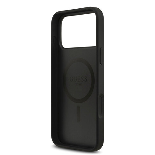 Guess Guess iPhone 17 Pro Max/iPhone 18 Pro Max Coque arrière MagSafe similicuir PU Motif pivoine estampé à chaud - Noir