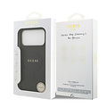 Guess Guess iPhone 17 Pro Max/iPhone 18 Pro Max Coque arrière MagSafe similicuir PU Motif pivoine estampé à chaud - Noir