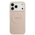 Guess Guess iPhone 17 Pro Max/iPhone 18 Pro Max Coque arrière MagSafe similicuir PU Motif pivoine estampé à chaud - Rose
