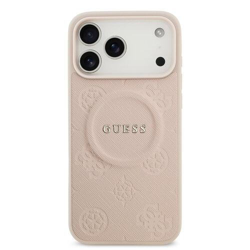 Guess Guess iPhone 17 Pro Max/iPhone 18 Pro Max Handyhülle MagSafe PU-Kunstleder Geprägtes Pfingstrosenmotiv - Rosa