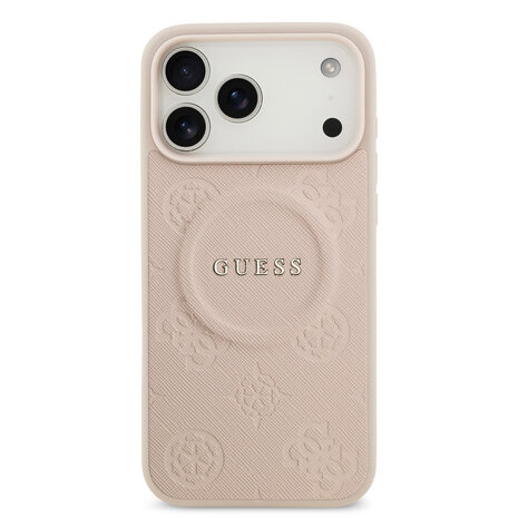 Guess Guess iPhone 17 Pro Max Backcover hoesje - Magsafe PU Leather - Peony Hot Stamp - Roze