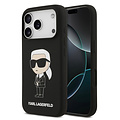 Karl Lagerfeld Karl Lagerfeld iPhone 17 Pro/iPhone 18 Pro Coque arrière Silicone liquide Logo Ikonik NFT - Noir