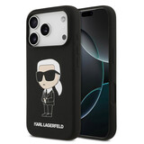 Karl Lagerfeld Karl Lagerfeld iPhone 17 Pro Backcover hoesje - Liquid Silicone - Ikonik NFT Logo - Zwart